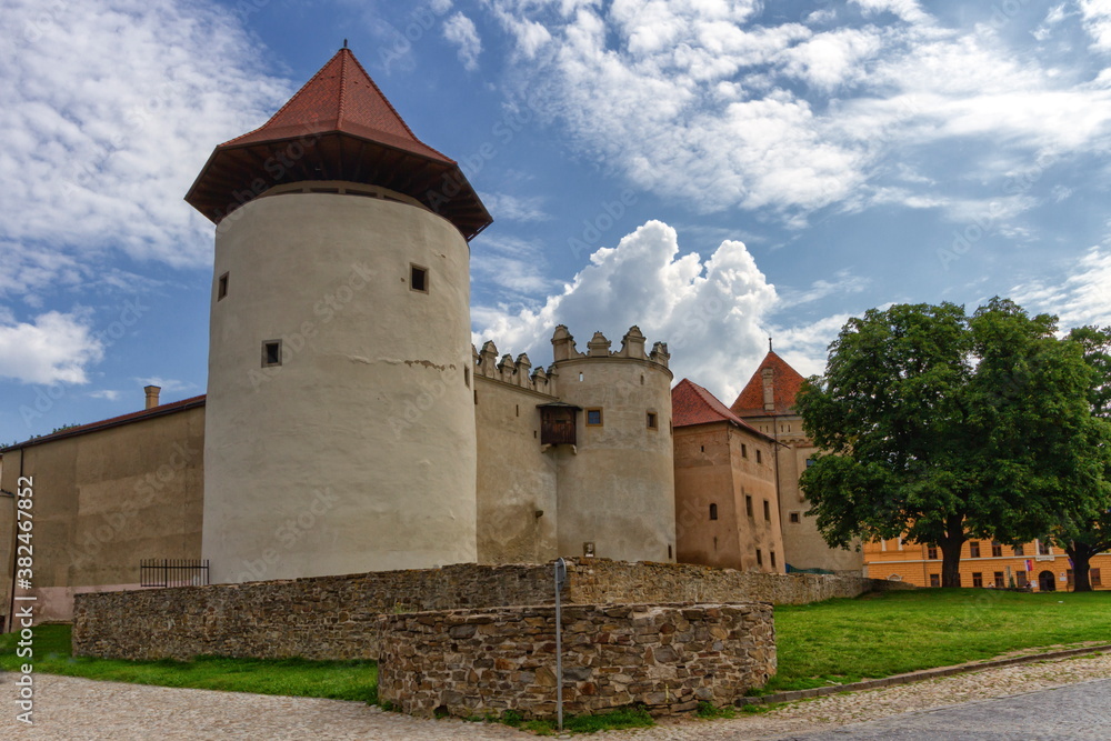 View of old castle fort at Kezmarokby day, Slovakia