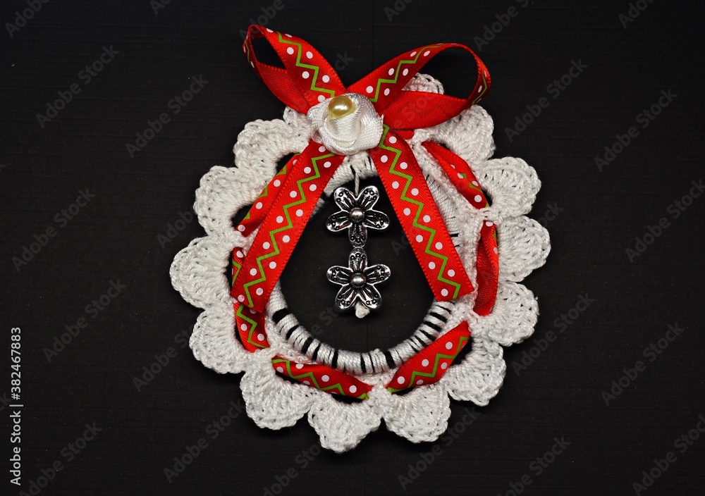 Unique hand crocheted garland, Christmas decoration. Unique hand crocheted garland, Christmas decoration.