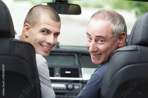 father on car journey with teenage son