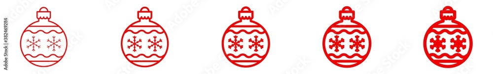 Christmas Balls Icon Set Red | Christmas Ball Vector Illustration Logo | Christmas-Ball Icons Isolated Collection