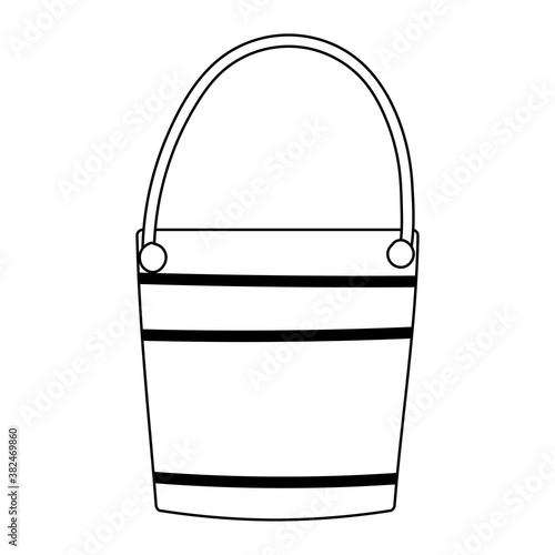 gardening, metallic bucket tool isolated line icon style