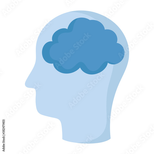 profile human head and brain isolated icon style