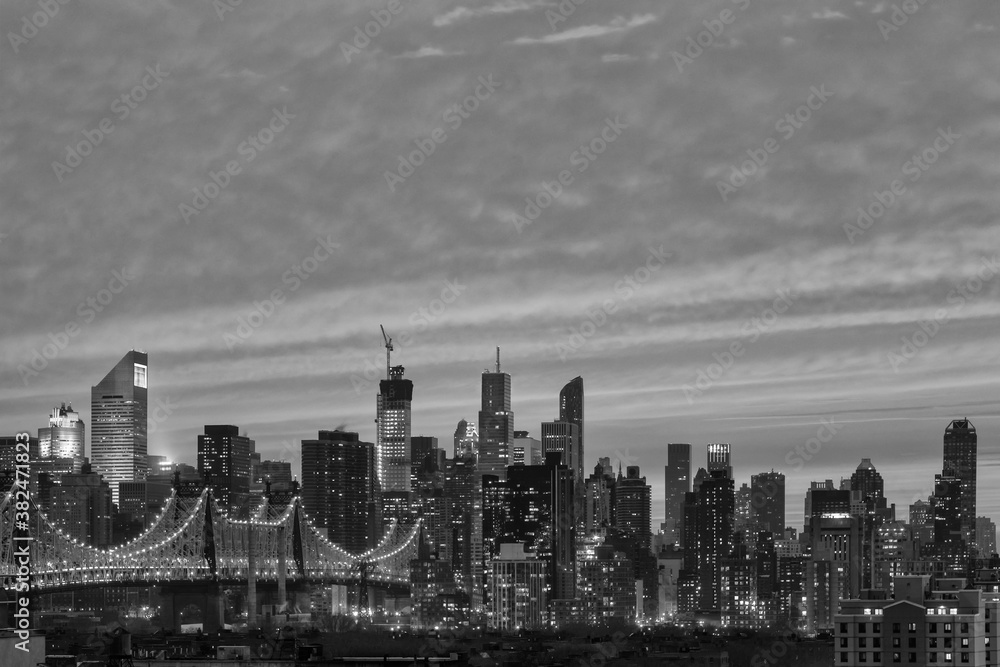 New York City - Midtown Manhattan Skyline and Queensboro Bridge in Black and White New York City - Midtown Manhattan Skyline and Queensboro Bridge in Black and White
