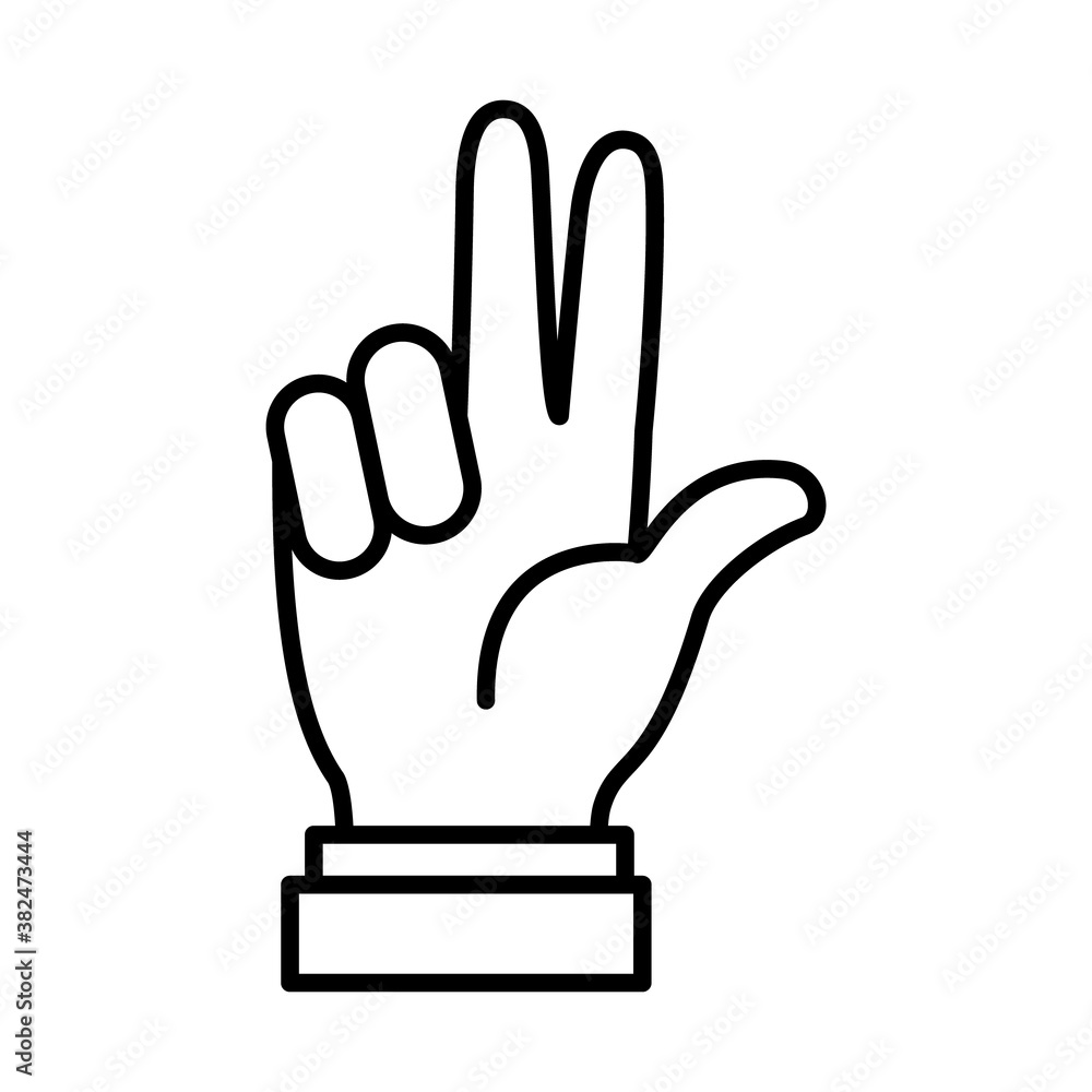 Obraz premium Hand gesture showing 3 number, line style
