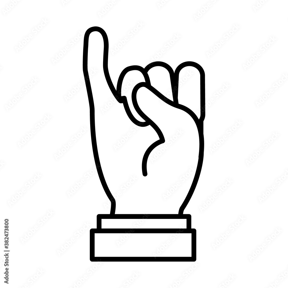 Obraz premium Hand gesture showing letter I on Sign Language, line style