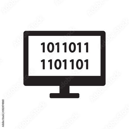 Binary code programming icon, web page coding icon