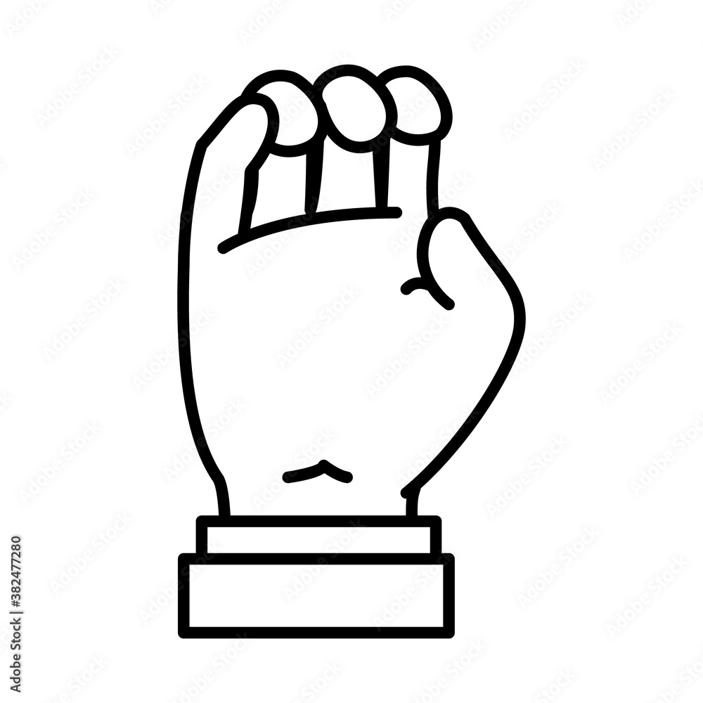Hand gesture showing letter E on Sign Language, line style Hand gesture showing letter E on Sign Language, line style