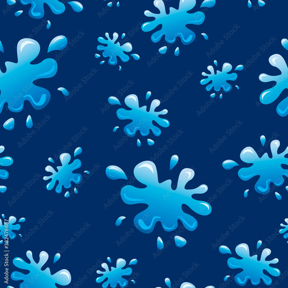 Pattern with water cartoon splash blots isolated on white background. For gift paper, textiles, clothes, social networks, wallpaper, prints, festive decor Pattern with water cartoon splash blots isolated on white background. For gift paper, textiles, clothes, social networks, wallpaper, prints, festive decor