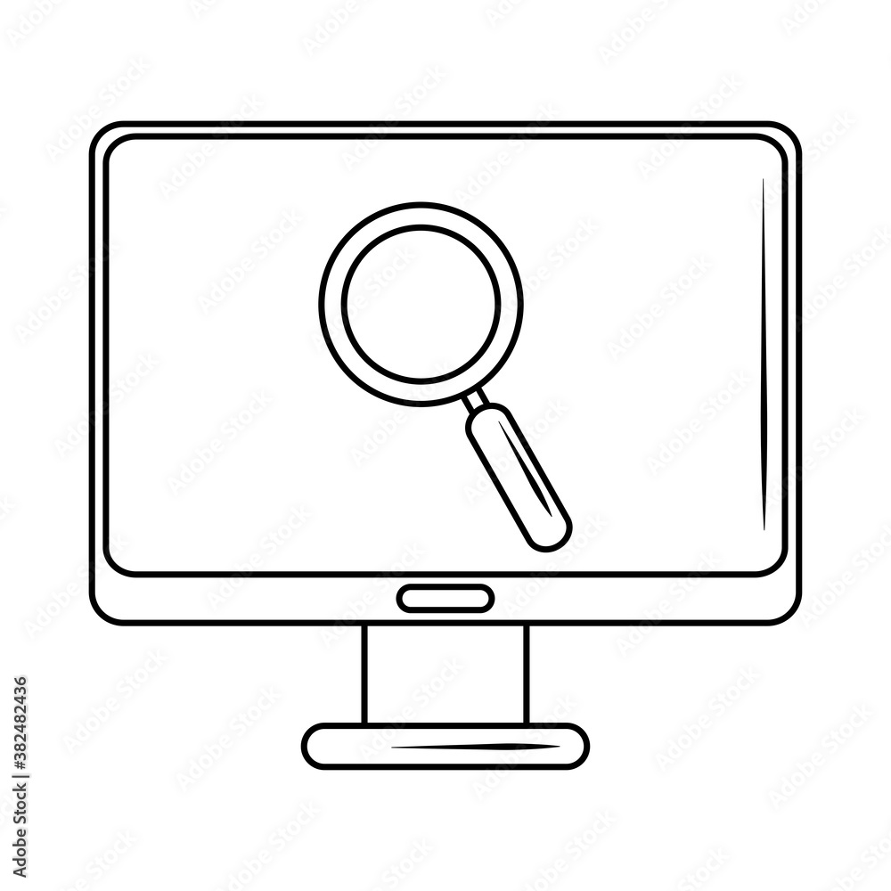 search icon, computer screen magnifier line style search icon, computer screen magnifier line style