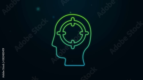 Wallpaper Mural Glowing neon line Head hunting icon isolated on black background. Business target or Employment sign. Human resource and recruitment for business. 4K Video motion graphic animation Torontodigital.ca