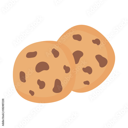 coffee cookies with chocolate chips isolated icon style