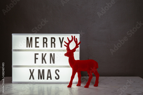 light box with the message Merry Fkn Xmas photo