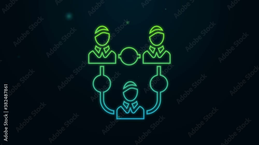 Glowing neon line Project team base icon isolated on black background. Business analysis and planning, consulting, team work, project management. 4K Video motion graphic animation Glowing neon line Project team base icon isolated on black background. Business analysis and planning, consulting, team work, project management. 4K Video motion graphic animation