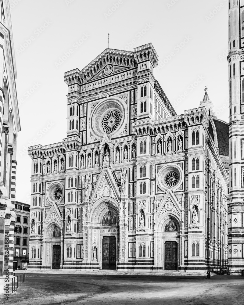 Black and White Florence Cathedral Facade Black and White Florence Cathedral Facade