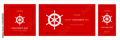Columbus Day sale promotion, advertising, poster, banner, template with American flag. Columbus day wallpaper. Voucher discount