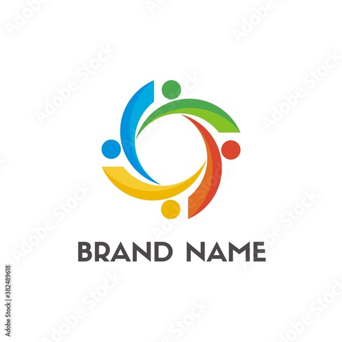 Colored Human Connection Logo Concept. Multipurpose Logo