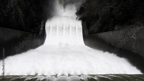 High angle view of water flowing at dam