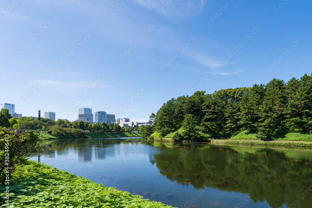 【東京都】皇居と半蔵門の街並み 【東京都】皇居と半蔵門の街並み