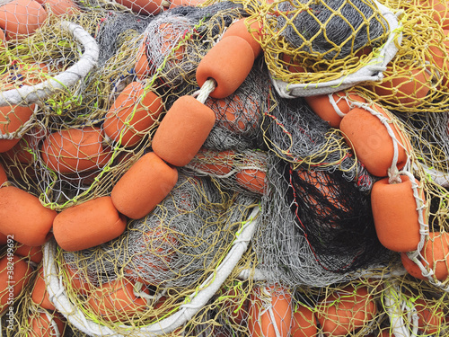 Detail of commercial fishing nets photo