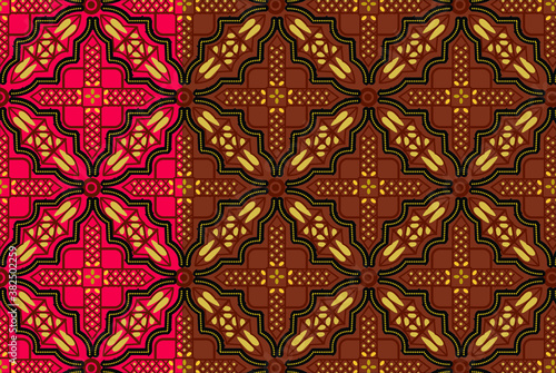 Indonesian batik motifs with very distinctive plant patterns
