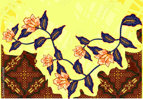 Indonesian batik motifs with very distinctive plant patterns
