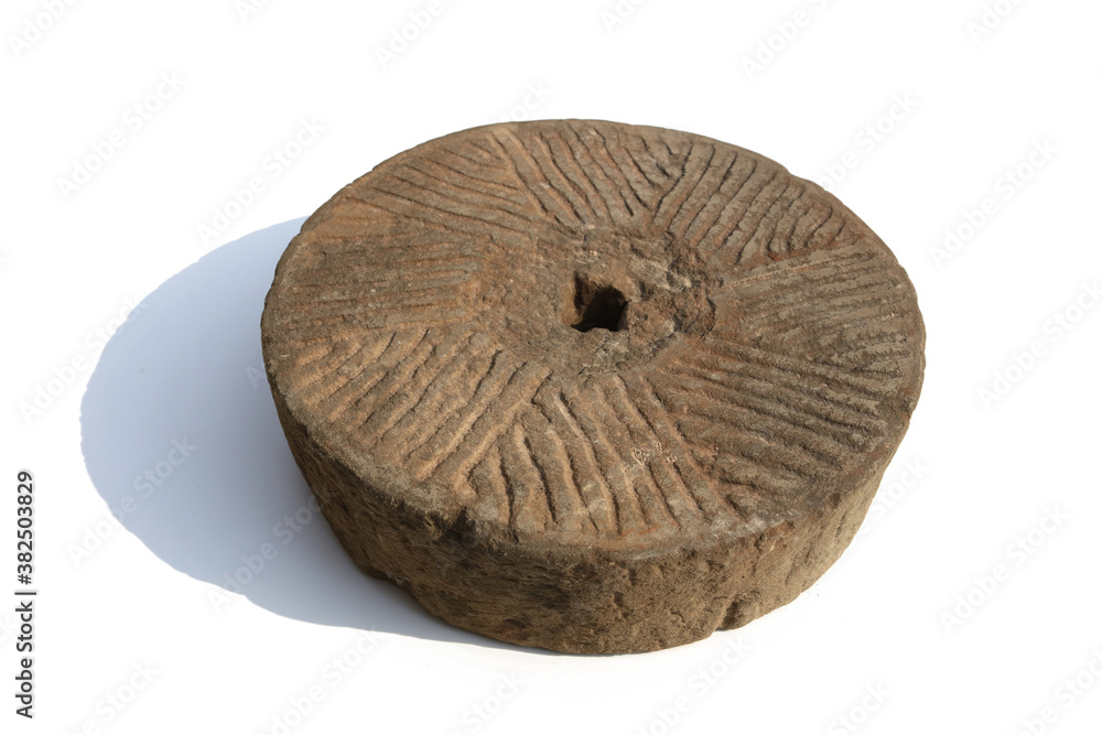 Round cement pier on white background plate Round cement pier on white background plate