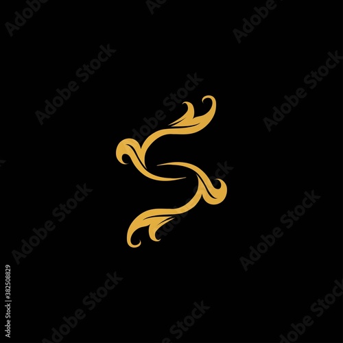 The initials of the letter S are luxurious and elegant gold