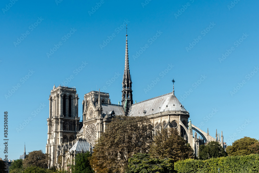 The Seine river and Notre Dame Cathedral in Paris The Seine river and Notre Dame Cathedral in Paris