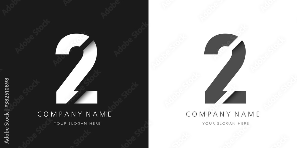 two number modern logo broken design - obrazy, fototapety, plakaty 