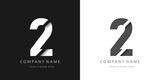 two number modern logo broken design