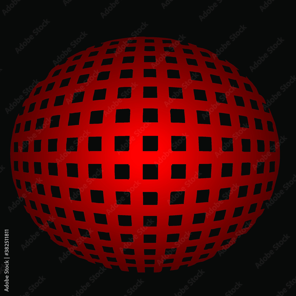 Line art of globe design vector with black background simple. abstract red sphere with black background graphic vector Line art of globe design vector with black background simple. abstract red sphere with black background graphic vector