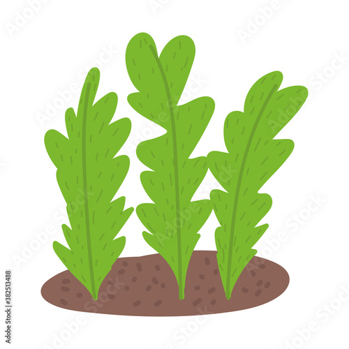 gardening, leaves planted in the ground isolated icon style