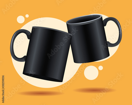 black mugs ceramic mockups icons