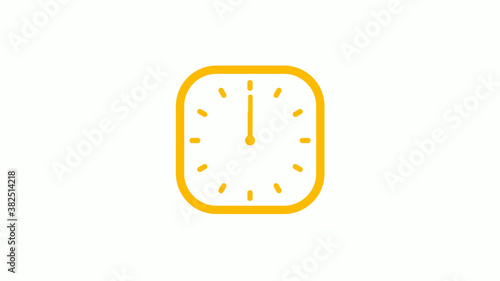 12 hours counting down square clock icon on white background,clock icon © MSH