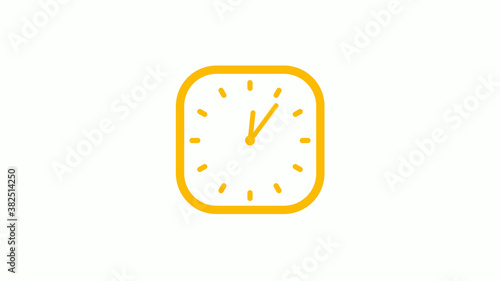 12 hours counting down square clock icon on white background,clock icon