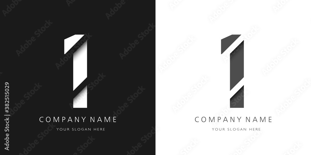 one number modern logo broken design - obrazy, fototapety, plakaty 