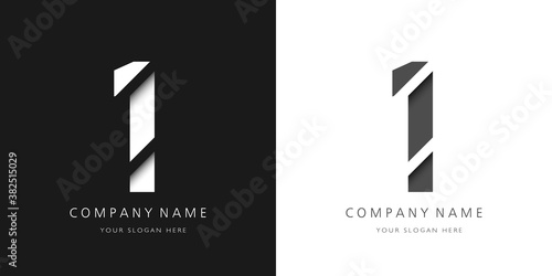 one number modern logo broken design photo
