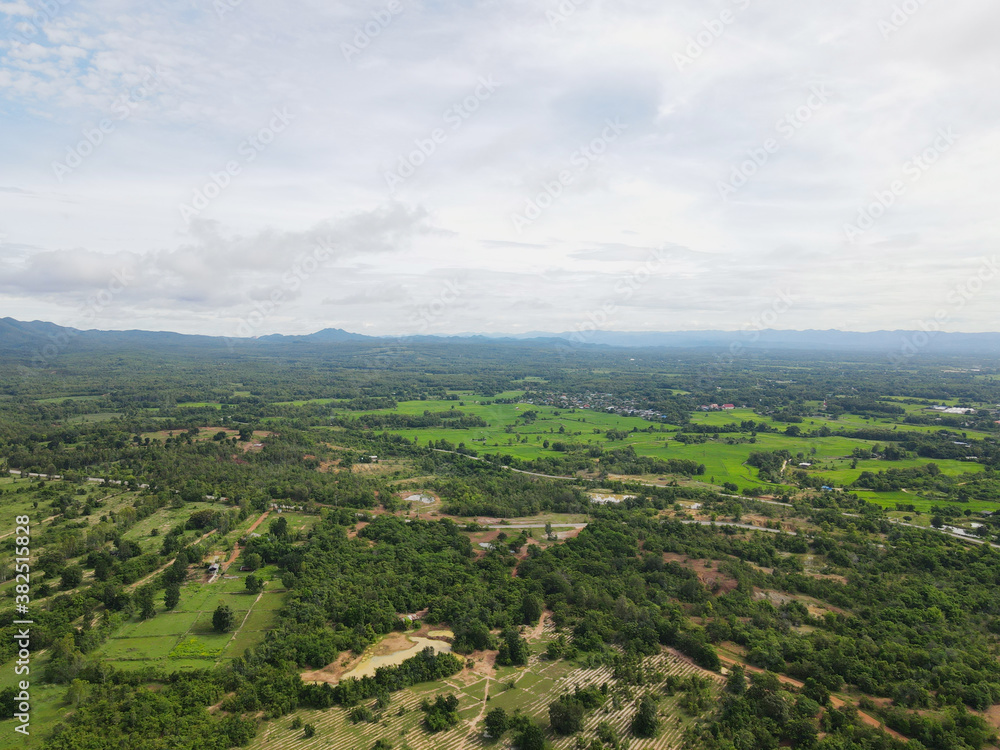 Forestry with declining volumes High angle shot From drones in Thailand
