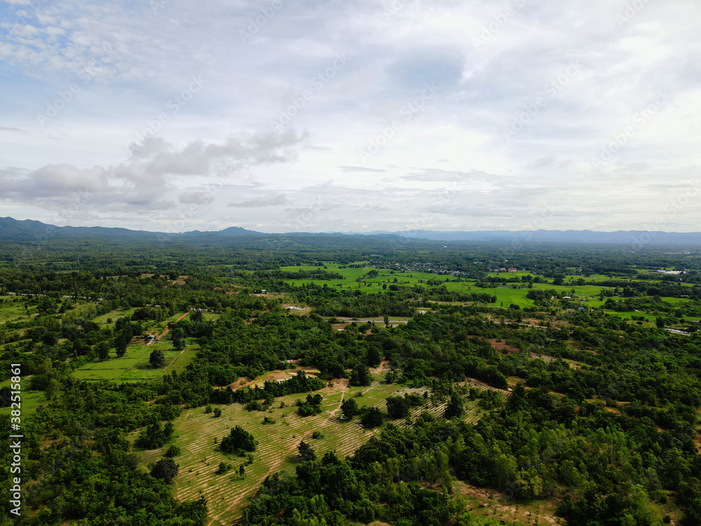 Forestry with declining volumes High angle shot From drones in Thailand
