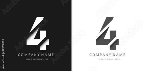 four number modern logo broken design photo