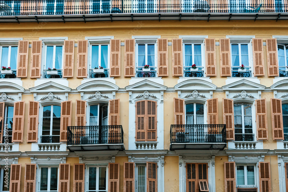 Beautiful pastel building in Nice , France Beautiful pastel building in Nice , France