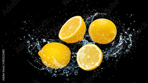 Lemon with splash washing