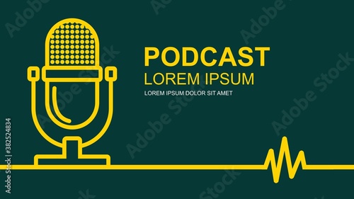 The microphone icon in a fashionable flat style is isolated. Logo, application, user interface. Podcast radio icon.vector design