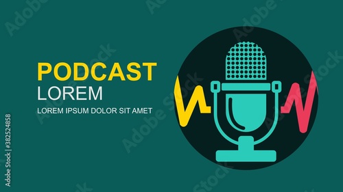 The microphone icon in a fashionable flat style is isolated. Logo, application, user interface. Podcast radio icon.vector design