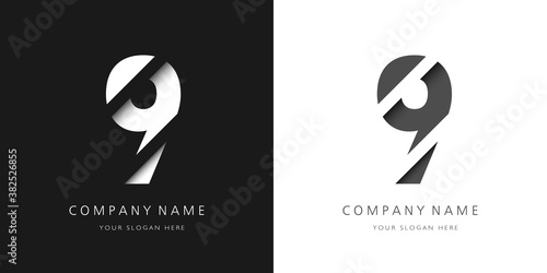 nine number modern logo broken design photo