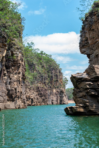 Boat ride at one of the most popular tourism places in Minas Gerais near the Canastra mountain range. City of Capitólio