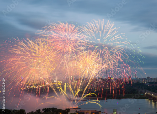 Exploding vivid fireworks