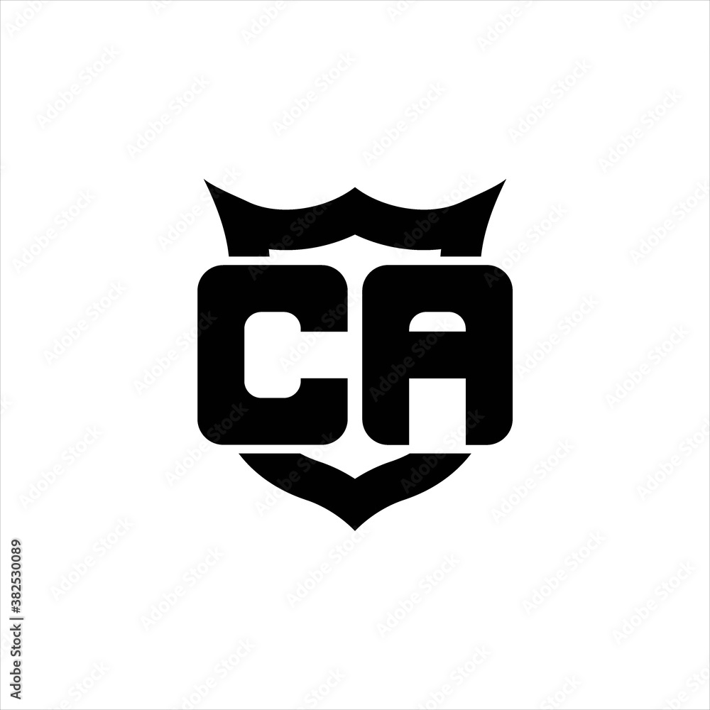 CA Logo monogram with shield around crown shape design template CA Logo monogram with shield around crown shape design template