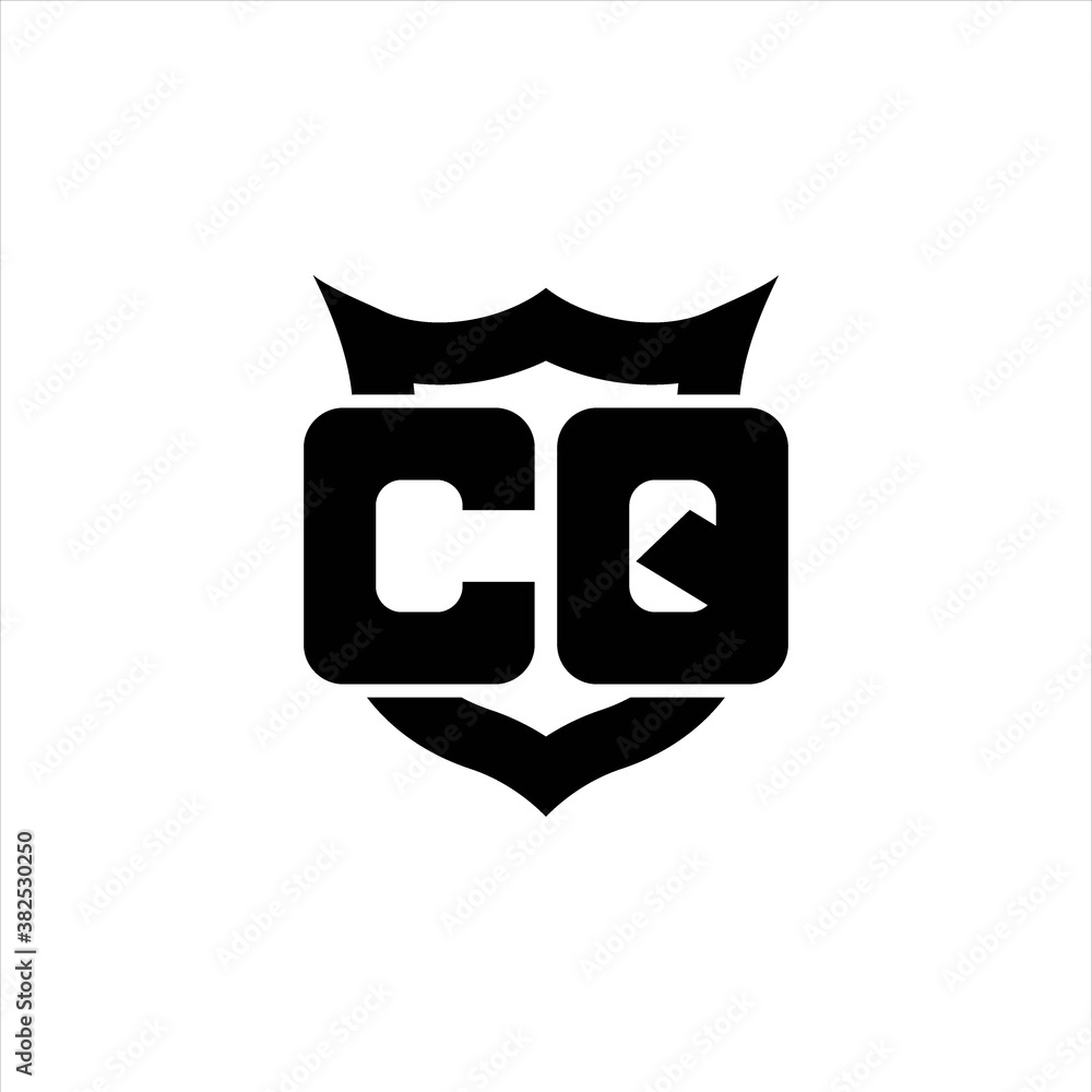 CQ Logo monogram with shield around crown shape design template CQ Logo monogram with shield around crown shape design template