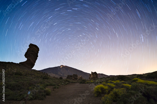 Teide Mountain Volcano National Park at ninght photo